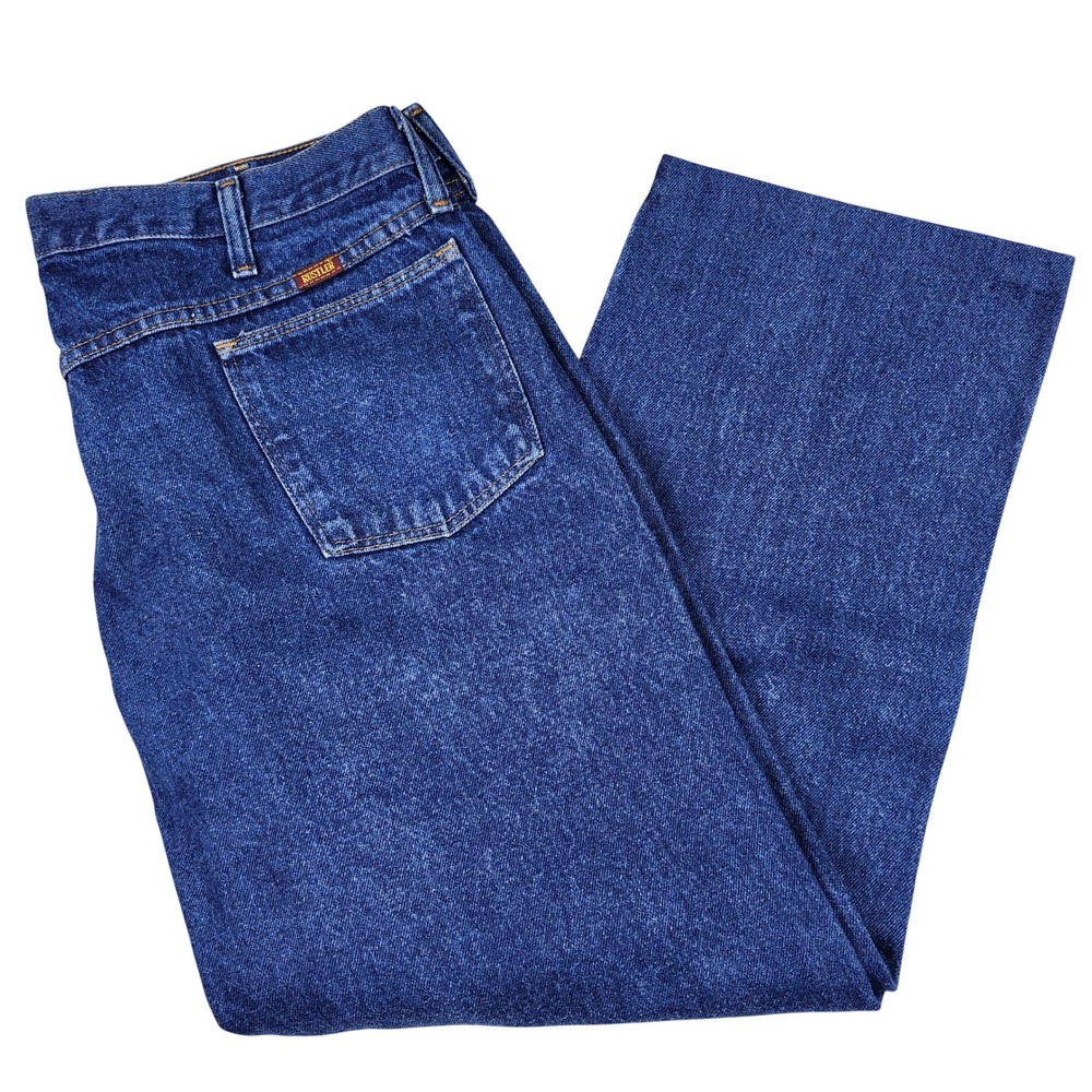 Rustler Jeans Mens 42x30 (Fit 40 x 25) Blue‎ Straight Leg Denim Workwear Pants